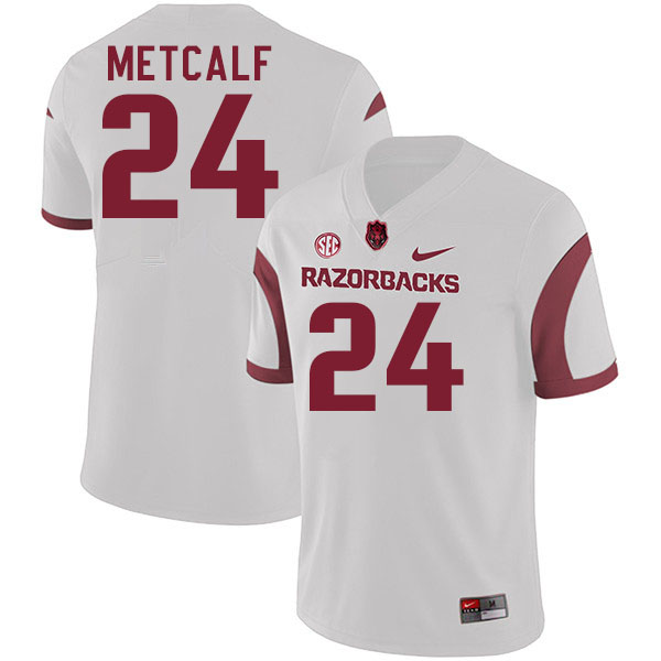 Men #24 Tevis Metcalf Arkansas Razorbacks College Football Jerseys Stitched-White